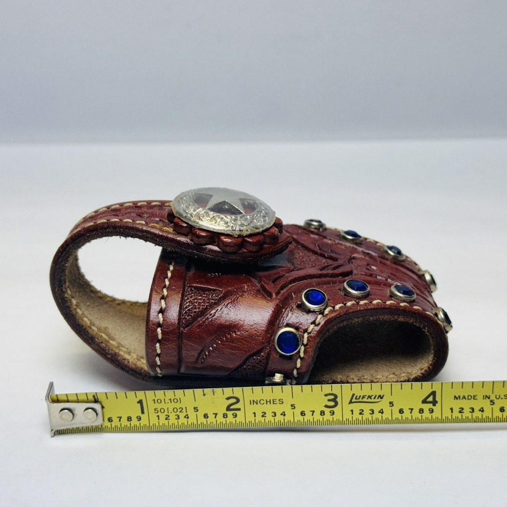 Vintage Flip Phone Leather and Jeweled Cell Phone Holster Southwest Western - Picture 9 of 10